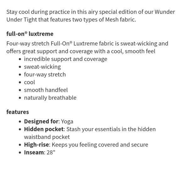 LULULEMON 4 Zen Garden Wunder Under Hi Rise Tights Mesh 28 - Picture 13 of 13